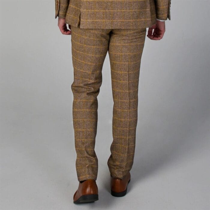 Braune Herrenhose aus Tweed-Wollmischung mit Fischgrätenmuster - Knighthood Store