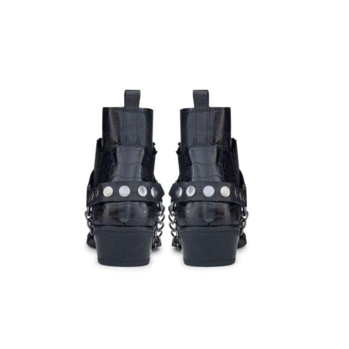 Botas vaqueras de cuero auténtico para hombre, estilo vaquero, con cadena y tacón de baile estilo western - Tienda Knighthood