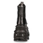 New Rock MILI083CCT-C4 Metallic Black Leather Military Boots Punk Goth Rock - Knighthood Store