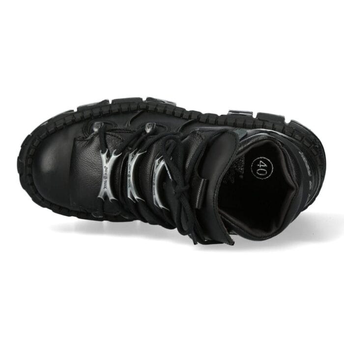 New Rock Boots Punk Rock WALL106-S12 Metallic Black Leather Platform Boots - Knighthood Store