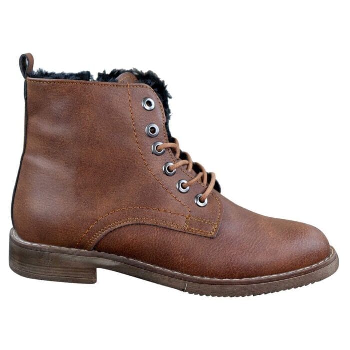 Stivaletti da uomo con lacci e cerniera, foderati in pile di pelliccia, caldi, casual, da trekking, militari - Knighthood Store