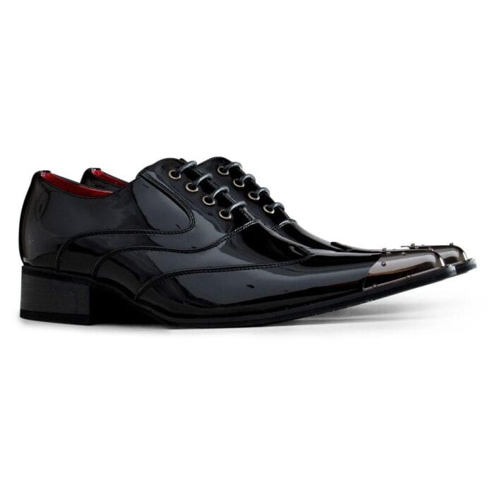 Zapatos de punta de metal para hombre, de ante, charol, con cordones, estilo vaquero, baile italiano - Knighthood Store