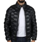 Giacca trapuntata in vera pelle da uomo, casual, lunghezza vita - Knighthood Store