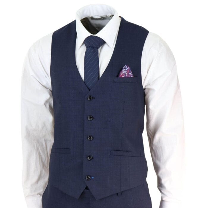 Abito da uomo 3 pezzi blu navy su misura, classico, retrò, vintage, per matrimonio, ballo di fine anno, ufficio - Knighthood Store