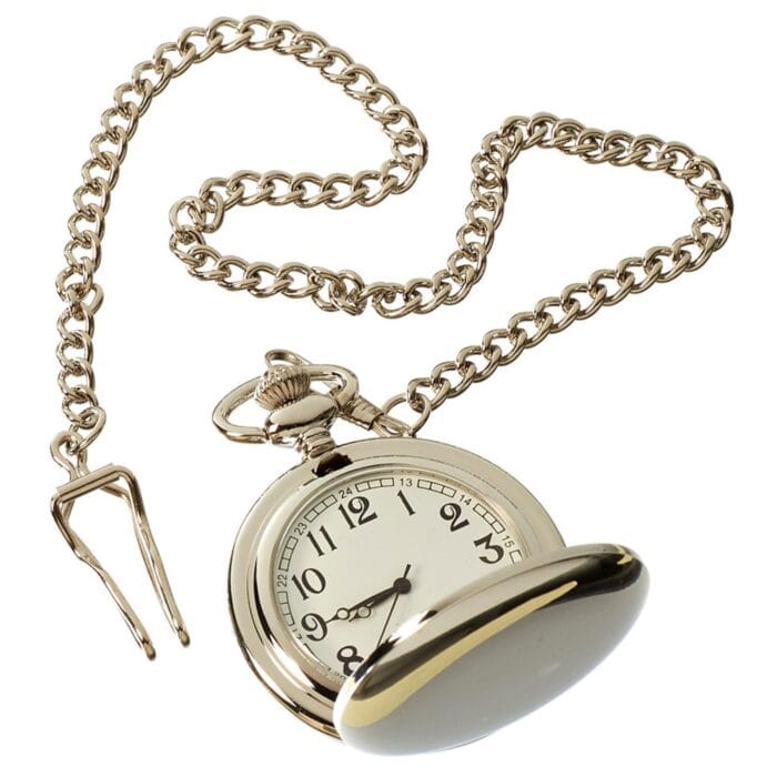 Orologio da tasca Blinders classico in argento e oro rosa degli anni '20 con catena vintage retrò - Knighthood Store