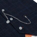 Completo da ragazzo blu a 3 pezzi, a quadri blu navy, per matrimonio, ballo di fine anno, stile vintage su misura - Knighthood Store