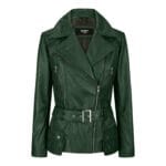 Trench mi-long en cuir véritable pour femme, couleur beige, noir, bleu sarcelle, vert - Knighthood Store