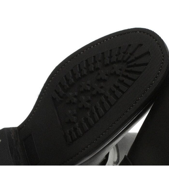 Stivali da motociclista unisex in vera pelle, neri, stile Ginders, ribelle, gotico, punk rock, fibbia - Knighthood Store
