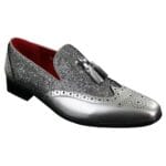 Scarpe eleganti da uomo con nappe lucide, da festa, in pelle verniciata, rosso argento, nero oro - Knighthood Store
