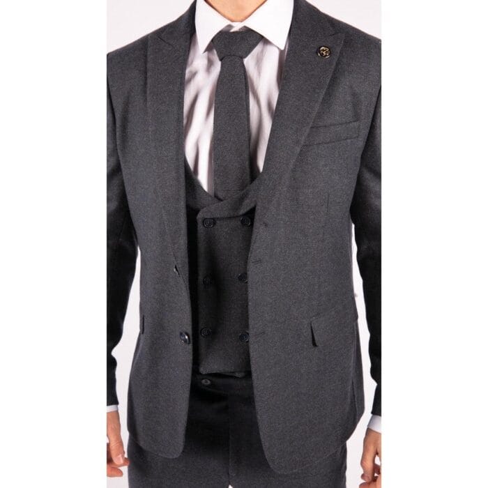 Abito da uomo in tweed a 3 pezzi, blu a spina di pesce, con doppio gilet, classico vintage Shelby anni '20 - Knighthood Store