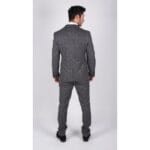 Mens Grey Check 3 Piece Suit Vintage Retro Smart Wedding Classic Tailored Fit Light - Knighthood Store
