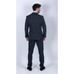 Abito da uomo 3 pezzi a righe blu navy, classico vintage retrò anni '20, su misura, da sposo - Knighthood Store