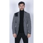 Mens Wool Tweed Shooting Jacket Hunting Blazer Elbow Patch Grey Vintage Races - Knighthood Store