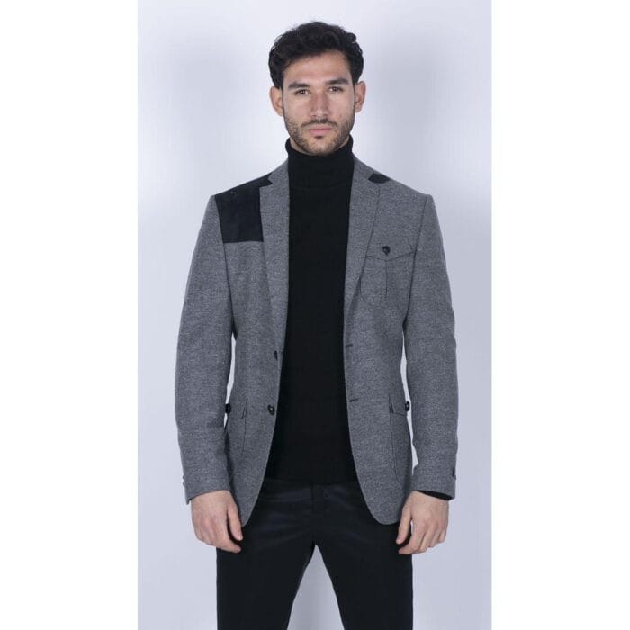 Mens Wool Tweed Shooting Jacket Hunting Blazer Elbow Patch Grey Vintage Races - Knighthood Store