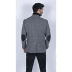 Mens Wool Tweed Shooting Jacket Hunting Blazer Elbow Patch Grey Vintage Races - Knighthood Store