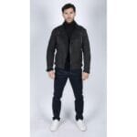 Veste de motard en cuir véritable noir et marron avec fermeture éclair croisée pour homme, doublée polaire, coupe ajustée, style chic et décontracté - Knighthood Store