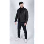 Veste de motard en cuir véritable noir et marron avec fermeture éclair croisée pour homme, doublée polaire, coupe ajustée, style chic et décontracté - Knighthood Store