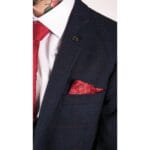 Abito da uomo a 3 pezzi con motivo a quadri blu navy, rosso, Edinson Marc Darcy, classico vintage da sposa - Knighthood Store