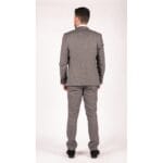 Completo da uomo classico, 3 pezzi, con gilet doppiopetto, blu navy e quadri beige - Knighthood Store