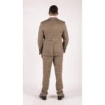 Mens 3 Piece Herringbone Tweed Tan Brown Check Suit Tailored Fit Double Classic - Knighthood Store