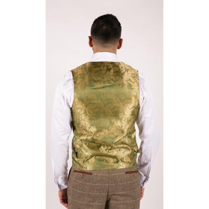 Abito da uomo a spina di pesce in tweed marrone chiaro a quadri, 3 pezzi, vestibilità su misura, classico doppio - Knighthood Store
