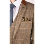 Abito da uomo a 3 pezzi in tweed a spina di pesce vintage a quadri, marrone chiaro, vestibilità slim fit, da matrimonio - Knighthood Store