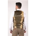 Abito da uomo a 3 pezzi in tweed a spina di pesce vintage a quadri, marrone chiaro, vestibilità slim fit, da matrimonio - Knighthood Store