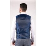 Blau karierter 3-teiliger Anzug von Marc Darcy für Herren, zweireihig, Weste und Ellenbogenflicken - Knighthood Store