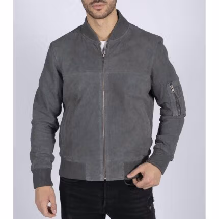 Mens Genuine Suede Bomber Jacket Leather Casual Varsity VIntage Smart Casual - Knighthood Store