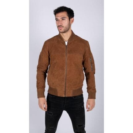 Giacca da college da uomo in vera pelle scamosciata, stile college, classica, retrò, vintage, cammello, nero - Knighthood Store