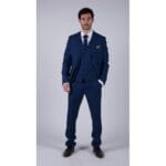 Costume 3 pièces pour homme, bleu roi, à carreaux Prince de Galles, classique, pour mariage - Knighthood Store