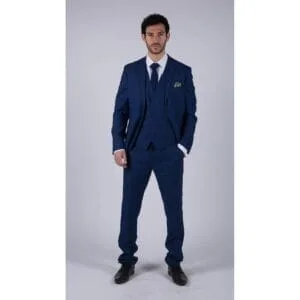 Mens 3 Piece Suit Royal Blue Prince Of Wales Check Suit Classic Wedding Formal - Knighthood Store