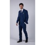 Costume 3 pièces pour homme, bleu roi, à carreaux Prince de Galles, classique, pour mariage - Knighthood Store