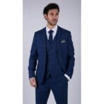 Costume 3 pièces pour homme, bleu roi, à carreaux Prince de Galles, classique, pour mariage - Knighthood Store