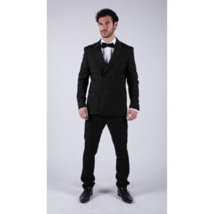 Smoking da uomo doppiopetto nero, giacca, pantaloni e smoking a righe, classico in raso - Knighthood Store
