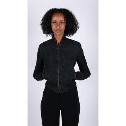 Womens Genuine Suede Bomber Jacket Leather Casual Varsity Vintage Casual - Knighthood Store