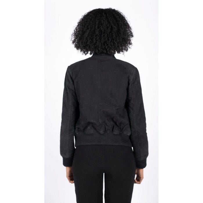 Blouson aviateur en daim véritable pour femme, style universitaire décontracté, style vintage - Knighthood Store