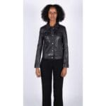 Womens Vintage Retro Jeans Jacket Style Real Leather Short Biker Grease 1980s Classic - Knighthood Store