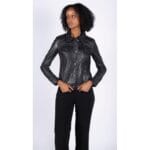 Womens Vintage Retro Jeans Jacket Style Real Leather Short Biker Grease 1980s Classic - Knighthood Store