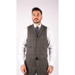Costume 3 pièces classique en tweed à chevrons pour homme, coupe slim, gris, bleu marine, vintage - Knighthood Store