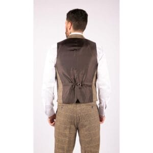 Gilet classique en tweed à chevrons pour homme, coupe slim, style vintage, marron et gris - Knighthood Store