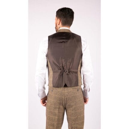 Klassische Herren-Weste aus Tweed mit Fischgrätenmuster, braun/grau, Slim Fit, Vintage-Stil – Knighthood Store