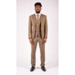 Mens 3 Piece Suit Tweed Check Vintage Retro Tailored Fit 1920s - Knighthood Store