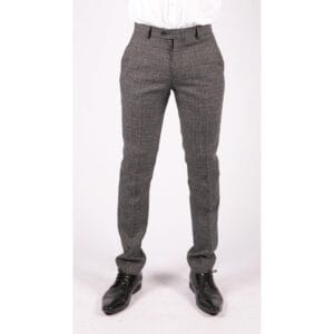 Mens Tweed Check Vintage Retro Peaky Blinders Tailored Fit 1920s Trousers Blue - Knighthood Store