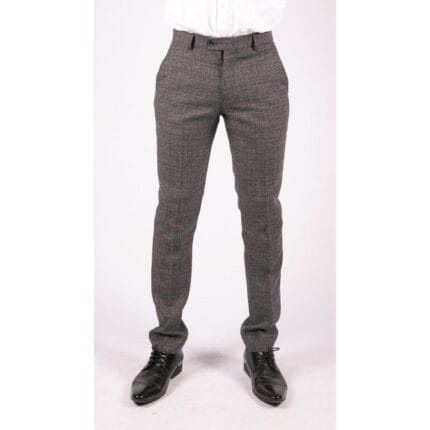 Mens Tweed Check Vintage Retro Peaky Blinders Tailored Fit 1920s Trousers Blue - Knighthood Store