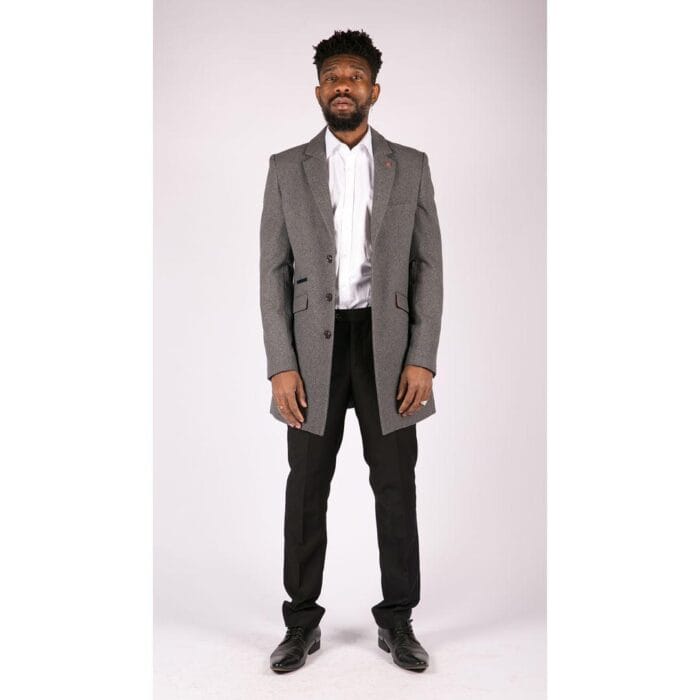 Mens Smart Casual 3/4 Wool Overcoat Jacket Herringbone Tweed 3 Button Coat - Knighthood Store
