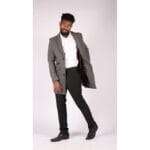 Herren Smart Casual 3/4 Wollmantel Jacke Fischgrätenmuster Tweed 3-Knopf-Mantel - Knighthood Store