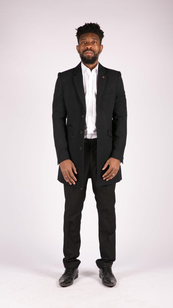 Mens Smart Casual 3/4 Wool Overcoat Jacket Herringbone Tweed 3 Button Coat - Knighthood Store