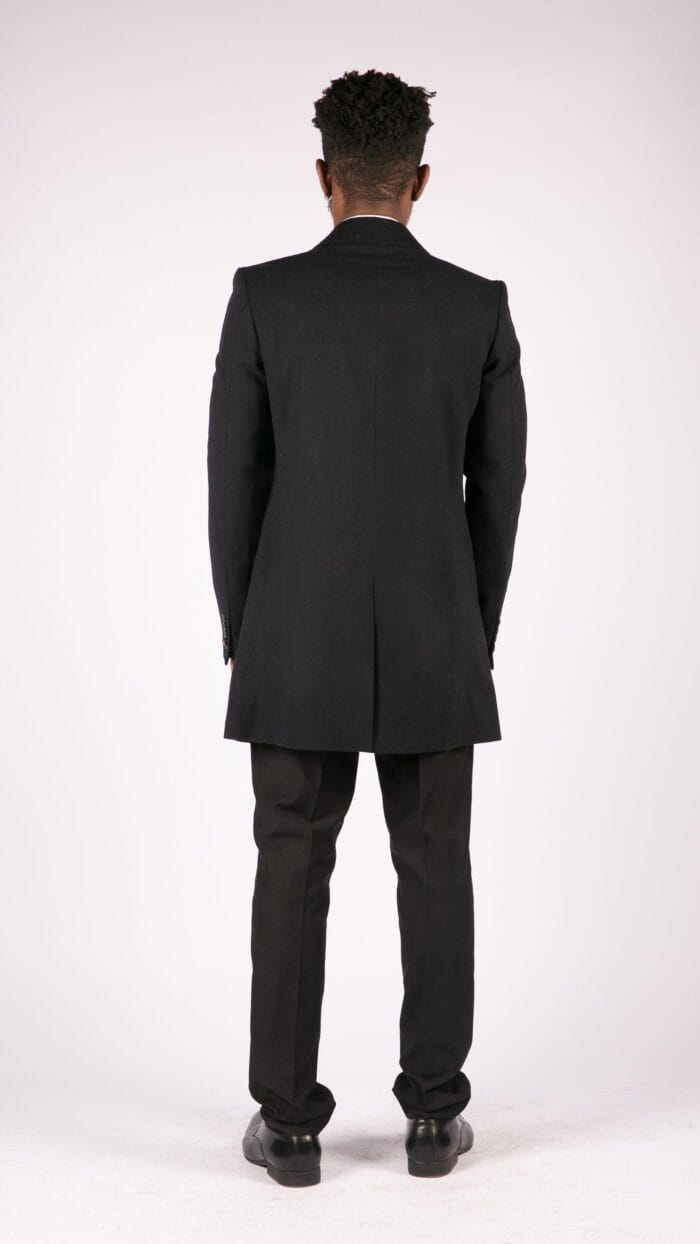 Mens Smart Casual 3/4 Wool Overcoat Jacket Herringbone Tweed 3 Button Coat - Knighthood Store