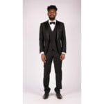 Traje de esmoquin clásico de satén negro de 3 piezas para hombre, a medida, para boda y graduación - Knighthood Store